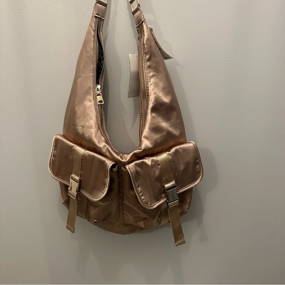 NWT Steve Madden Cole Satin Large Hobo Champagne